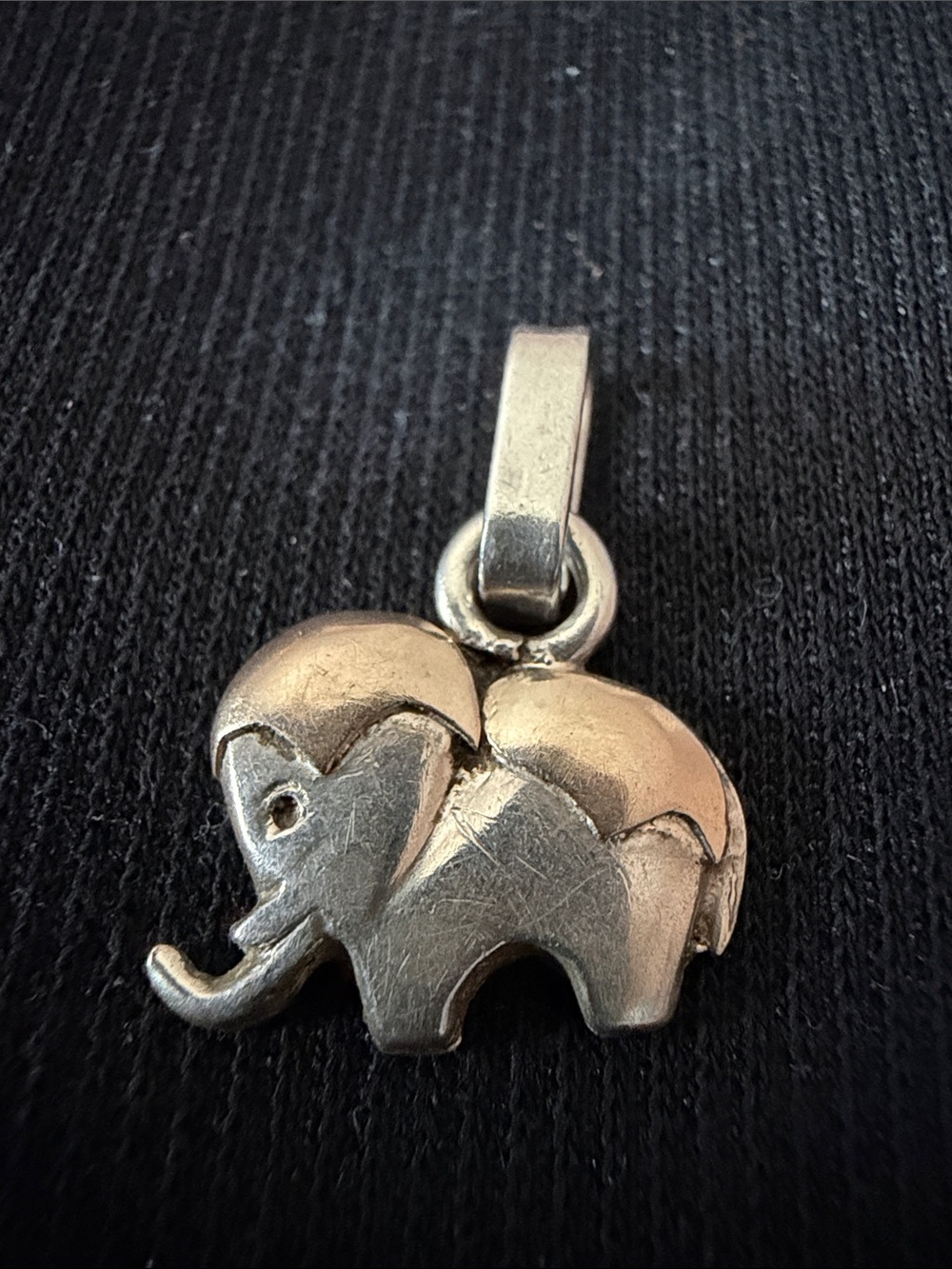 Vintage solid 10K gold and 925 silver elephant pendant